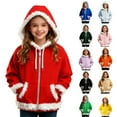 thumbnail image 1 of Ruyang Boys Girls Christmas Fuzzy Hoodies Cute Fleece Hooded Sweatshirts Fall Winter Trendy Zip Up Furry Jacket, 1 of 8