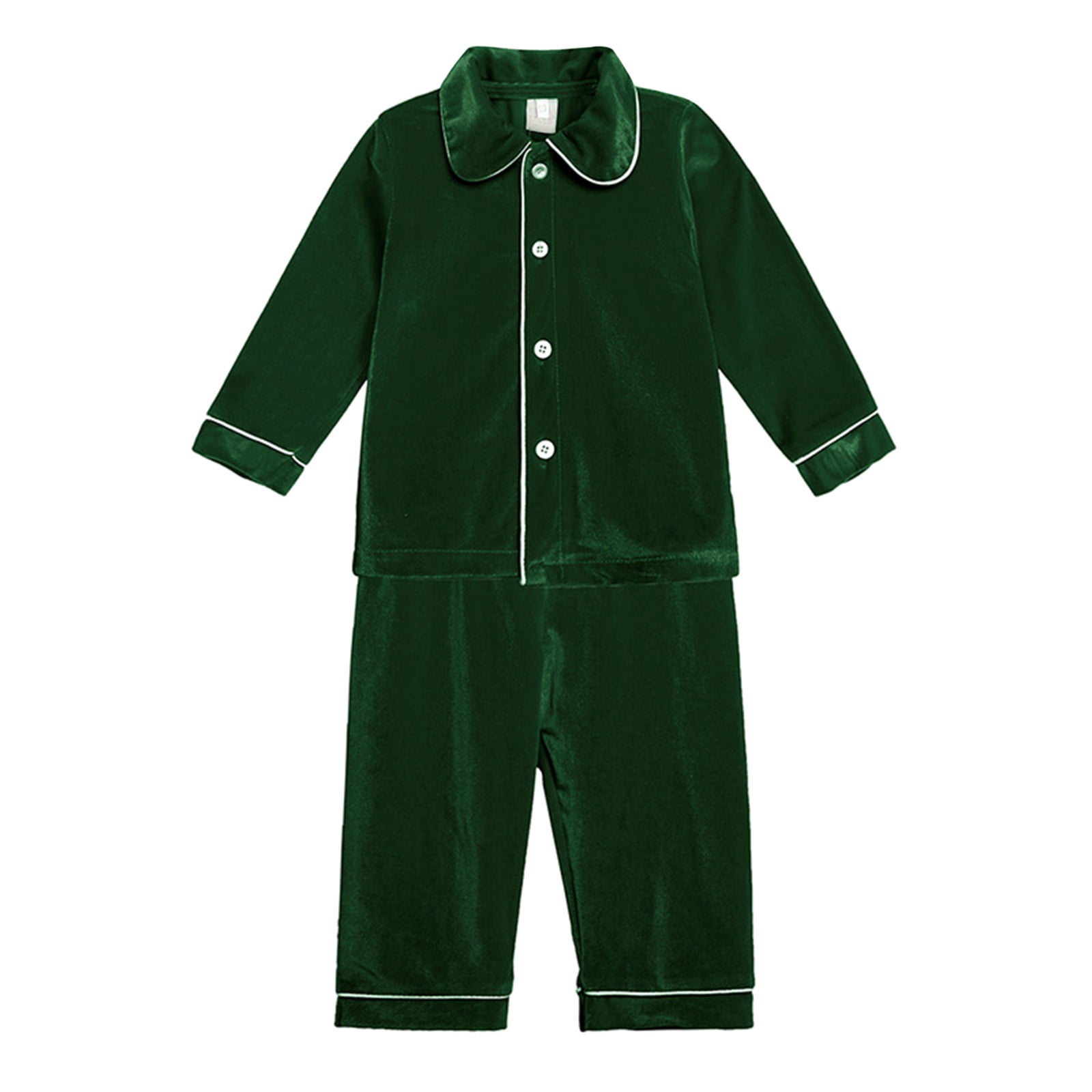 Ruyang Boys Girls Christmas Velvet Clothing Set Baby Cute Thermal 2 Piece Outfits Button Down Long Sleeve Shirts Pants Set