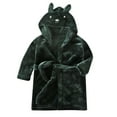 thumbnail image 1 of Ruyang Boys Girls Flannel Hooded Robe Kids Cute Fleece Outfits Fall Winter Long Sleeve Warm Soft Towel Robes with Belt, 1 of 3