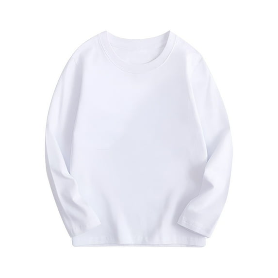 Ruyang Boys Girls Long Sleeve Cotton Shirt Plain Crewneck Cute Tops Kids Basic Tee Solid Athletic Casual Sweatshirts
