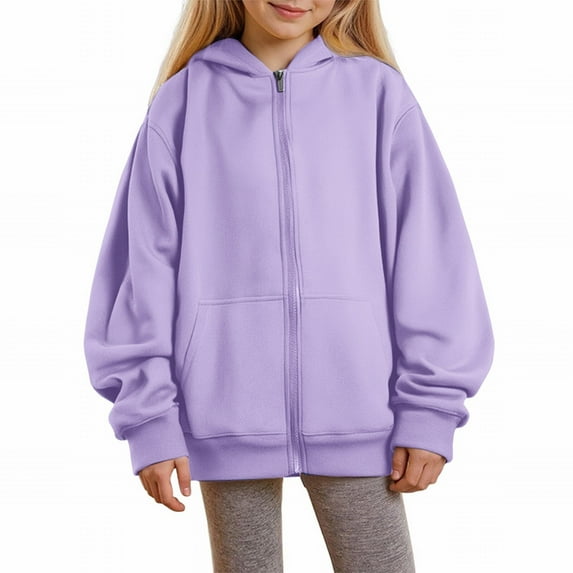 Ruyang Boys Girls Oversized Zip Up Hoodie Long Sleeve Hooded Sweatshirts with Pockets Kids Plain Baggy Athletic Jackets