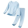thumbnail image 1 of Ruyang Boys Girls Plain Clothing Set Kids Trendy 2 Piece Outfits Long Sleeve Crewneck Thin Tops Elastic Waist Pants Fall Winter Clothes, 1 of 9