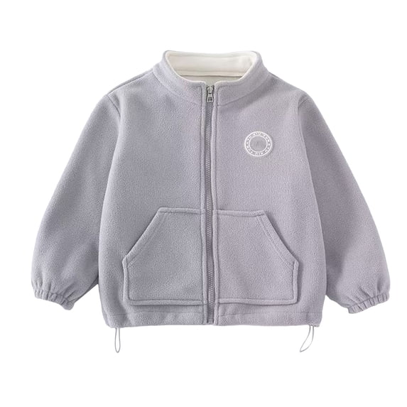 Ruyang Boys Girls School Fleece Jackets Preppy Polar Sherpa Fleece Jacket Pockets Fall Winter Zip Up Mock Neck Fuzzy Coat