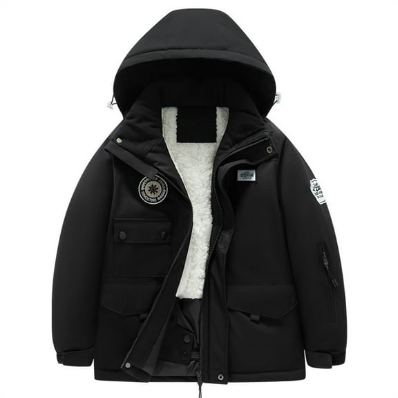 Ruyang Boys Girls Ski Jackets Sherpa Fleece Lined Padded Camouflage Coat Winter Warm Windproof School Zip Up Outerwear