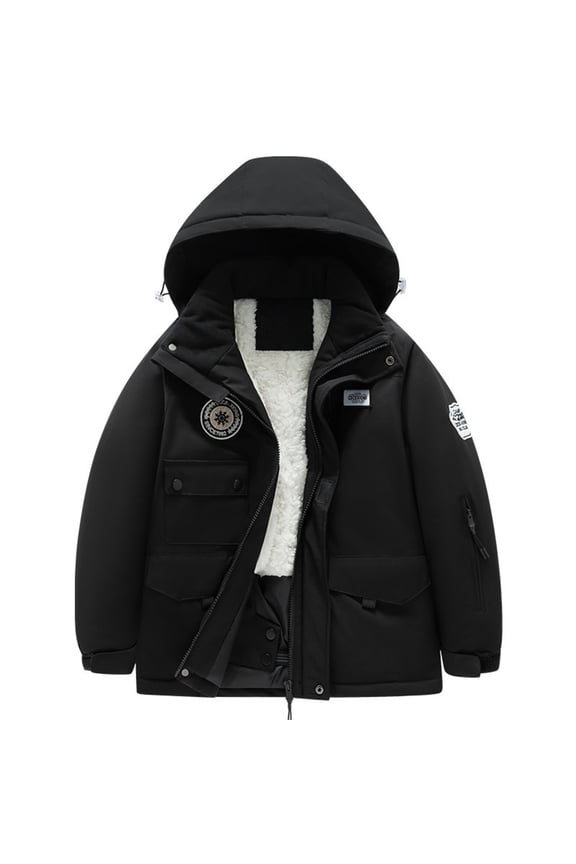 Boys Girls Ski Jackets Sherpa Fleece Lined Padded Camouflage Coat Winter Warm Windproof School Zip Up Outerwear