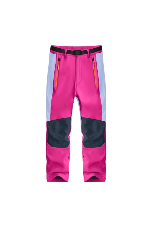 Boys Girls Softshell Hiking Pants Kids Fleece Lined Skiing Snow Pants Winter Insulated Outdoor Trousers Thick Snowpant