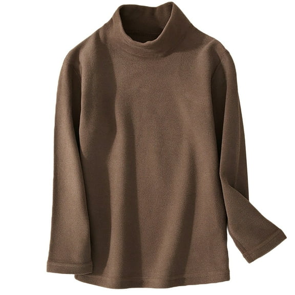 Ruyang Boys Girls Thermal Crewneck Shirts Kids Plain Long Sleeve Pullover Sweatshirts Fall Winter Warm Cotton Sweater