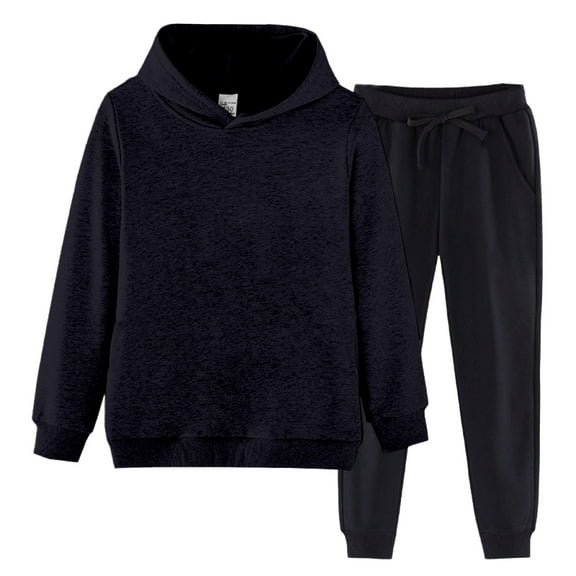 Ruyang Boys Girls Velvet Sweatsuit Suit Kids Fleece Hoodies Set Plain Elastic Waist Sweatpants Winter 2 Piece Tracksuit Winter Clothes