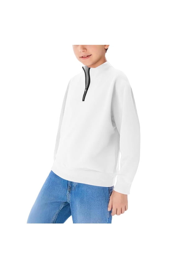 Boys Half Zip Sweatshirt School Preppy Quarter Zip Pullover Tops Spring Long Sleeve Trendy Athletic Sweatshirts