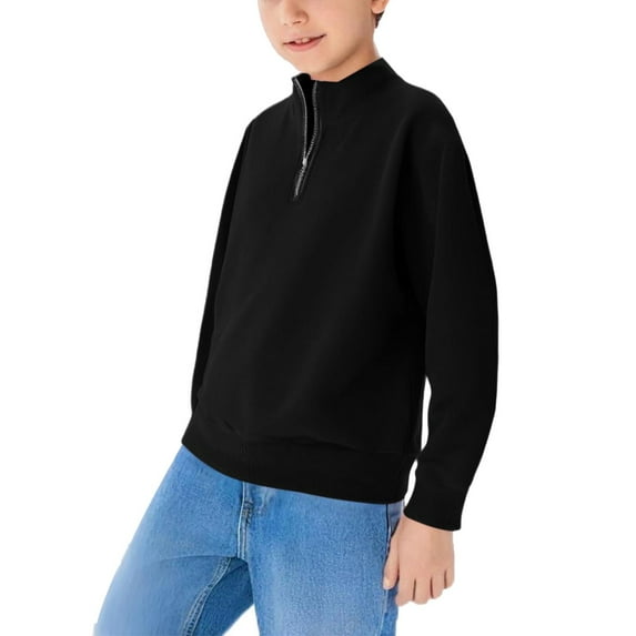 Ruyang Boys Half Zip Sweatshirt School Preppy Quarter Zip Pullover Tops Spring Long Sleeve Trendy Athletic Sweatshirts