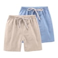 thumbnail image 1 of Ruyang Boys Linen Shorts Kids Casual Elastic Waist Drawstring Summer Shorts 2 Pack Teen Baggy Wide Leg Short Trouser Beach Hot Pants, 1 of 3