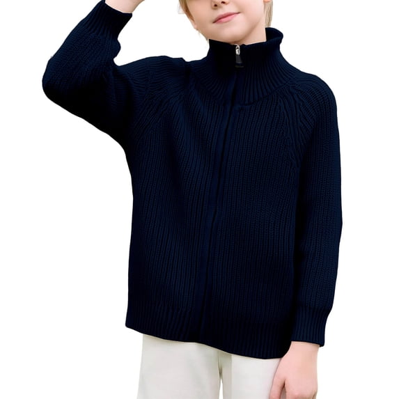 Ruyang Boys Preppy Turtleneck Sweaters School Zip Up Fleece Sweatshirts Kids Fall Winter Trendy Warm Knitted Sweater