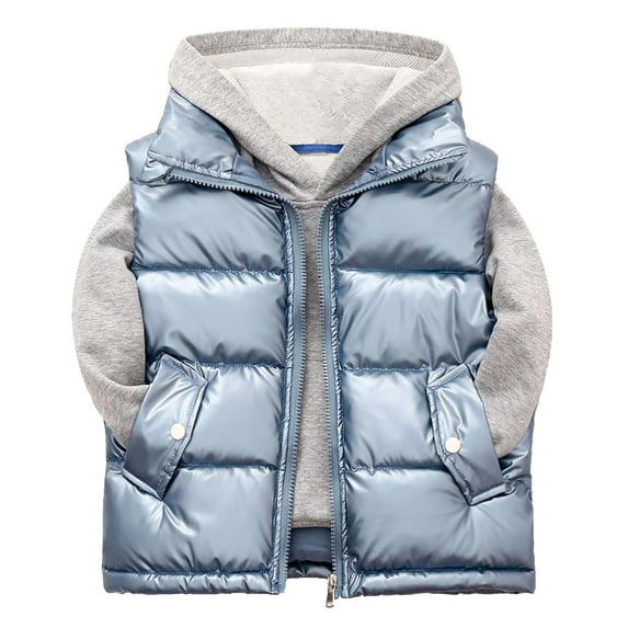 Ruyang Boys Puffer Vest Kids Girls Sleeveless Hooded Down Jackets Winter Warm Lightweight Zip Up Mock Neck Puffy Waistcoat