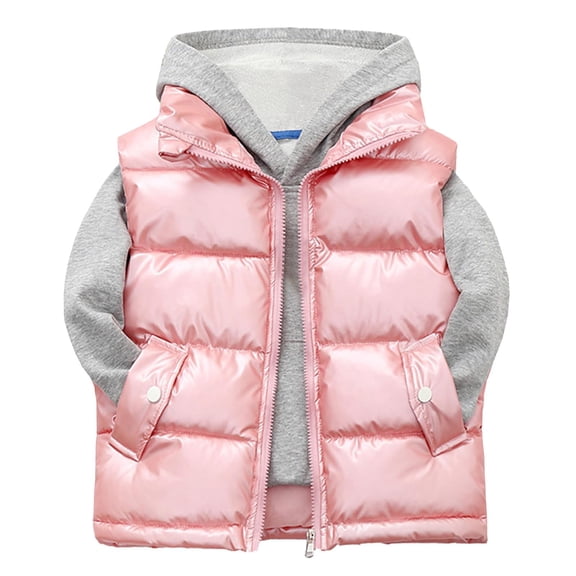 Ruyang Boys Puffer Vest Kids Girls Sleeveless Hooded Down Jackets Winter Warm Lightweight Zip Up Mock Neck Puffy Waistcoat