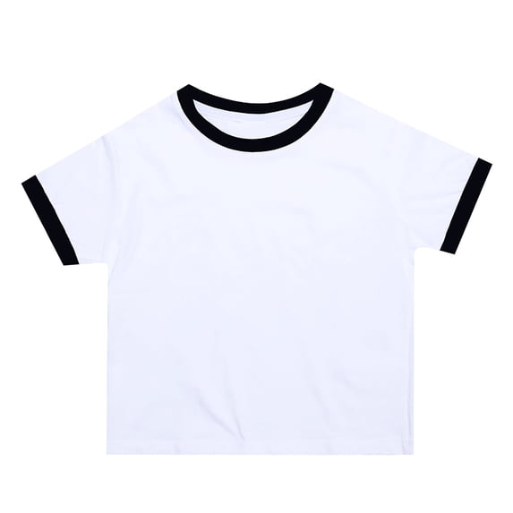 Ruyang Boys Ringer T-Shirt Soft Cotton Blend Retro Athletic Tee Girls Vintage Contrast Trim Sports Top School Preppy Summer Tshirts