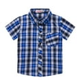 thumbnail image 1 of Ruyang Boys School Button Down Tee Shirt Short Sleeve Plaid Shirts Summer Hawaiian Beach Shirts Tops with Pocket, 1 of 4
