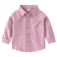 thumbnail image 1 of Ruyang Boys Uniform School Shirts Trendy Solid Color Long Sleeve Button Down Poplin Shirt Causal Lightweight Cardigan, 1 of 3