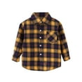 thumbnail image 1 of Ruyang Boys Yellow Plaid Flannel Shirt Long Sleeve Button Down Shirts with Pocket Lightweight Jacket Spring Cardigan, 1 of 6