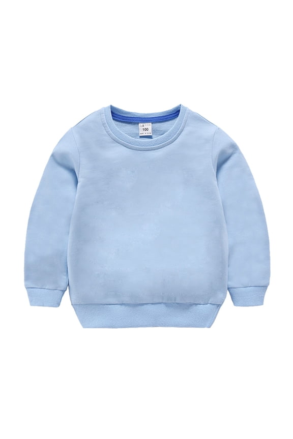 Boys and Toddlers' Basic Cotton Sweatshirt Pullover Tops Baby Girls Soft Solid Crewneck Sweatshirt Long Sleeve Shirt