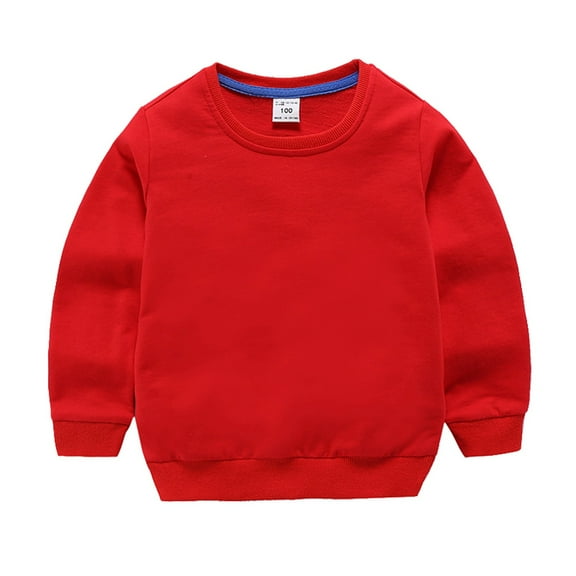 Ruyang Boys and Toddlers' Basic Cotton Sweatshirt Pullover Tops Baby Girls Soft Solid Crewneck Sweatshirt Long Sleeve Shirt