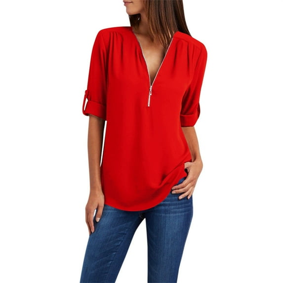 Ruyang Button Women Ladies Clothing Loose Shirt Chiffon Zipper Long Sleeves Plus Size Tops Phrasing Shirt