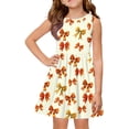 thumbnail image 1 of Ruyang Casual Dresses for Teen Girls Bow Print Crewneck A Line Swing Dresses Summer Beach Lightweight Sleeveless Sundress, 1 of 4