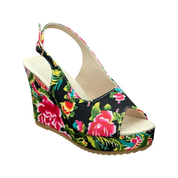 Ruyang Casual Side Hollow Belt Buckle Thick Bottom High Heeled Roman Shoes Summer Fashion Womens Dress Sandals with Heels