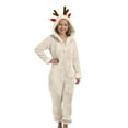 thumbnail image 1 of Ruyang Christmas Deer Ears Fleece Jumpsuit for Girls Winter Warm Fuzzy Hooded Onesie Zip Thermal Furry Bodysuit, 1 of 5