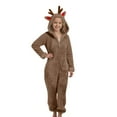 thumbnail image 1 of Ruyang Christmas Deer Ears Fleece Jumpsuit for Girls Winter Warm Fuzzy Hooded Onesie Zip Thermal Furry Bodysuit, 1 of 5