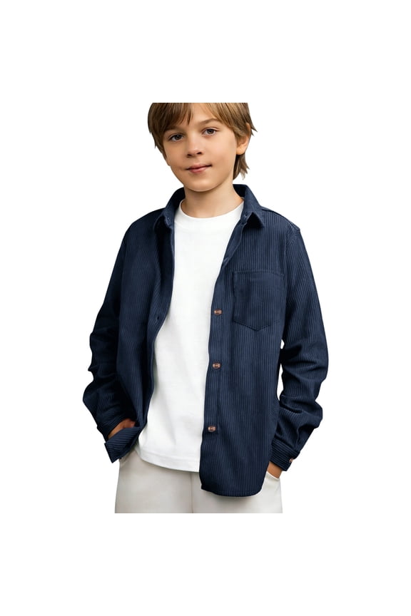 Corduroy Shackets for Teens Girls School Shirts Jackets Pocket Button Down Lapel Neck Flannel Blouse Tops Spring