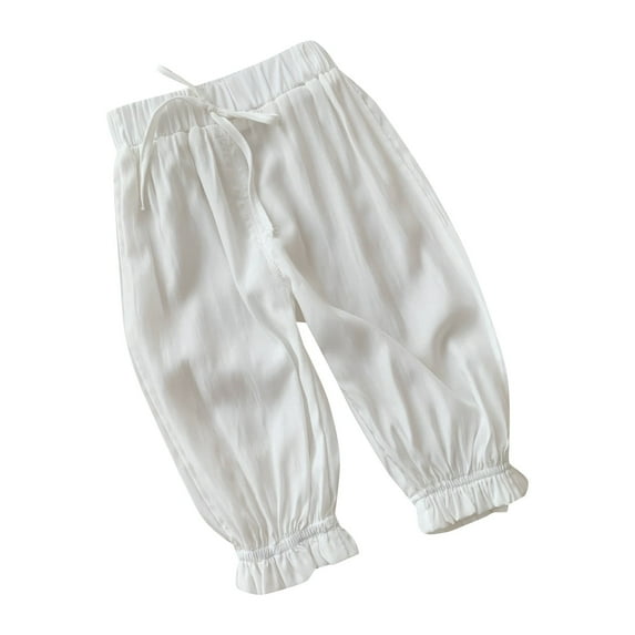 Ruyang Cotton Linen Harem Bloomers Pants for Baby and Toddler Summer Solid Color Loose Pants Baby Casual Pants 1-6 Years