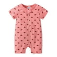 thumbnail image 1 of Ruyang Cotton Rompers for Baby Girls Boys Cute Print Zipper Short Sleeve Bodysuits Summer Outdoor Casual Active Jumpsuit, 1 of 2