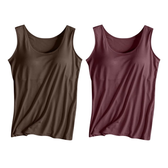 Ruyang Cotton Shelf Bra Camisoles Top for Women Sleeveless Basic Solid Camisole V Neck Camisole With Built In Padded Bra Vest