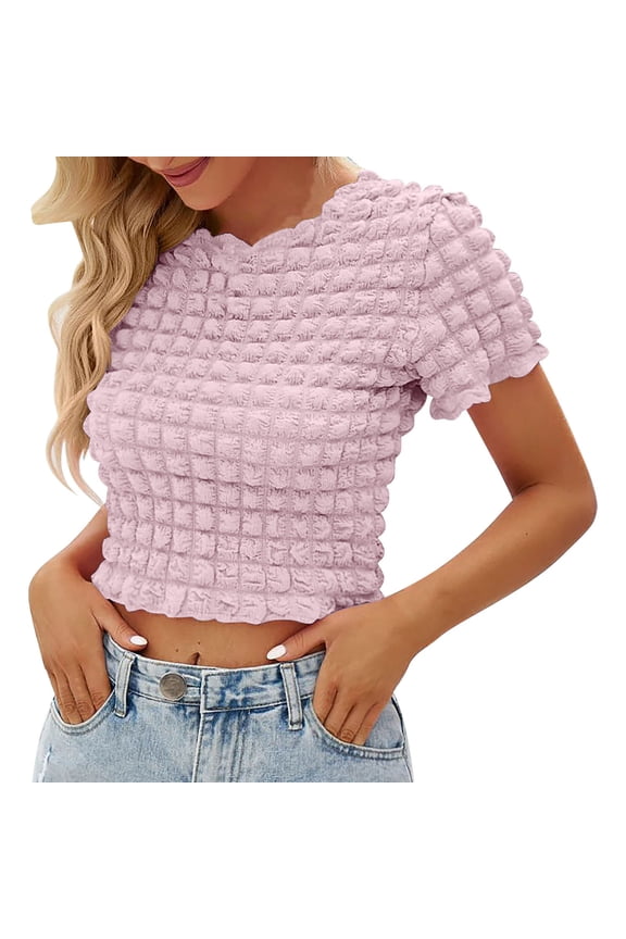 Crop Tops for Women, Women's Summer Cropped T Shirt Street Popcorn Open Navel Short Sleeved Top Womens Hiking