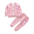 thumbnail image 1 of Ruyang Cute Bunny Sweatsuit Toddler Baby Girls Long Sleeve Coat Tops and Pant 3PCS Clothes Set Fall Winter Casual Outfits, 1 of 3