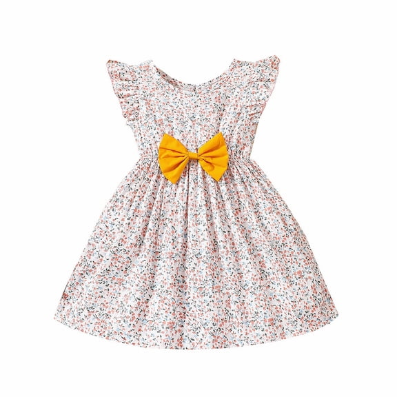 Ruyang Dresses for Girls, Toddler Baby Girls Floral DressTutu Flutter Sleeve Summer Casual Bowknot Birthday Party Sundress