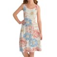 thumbnail image 1 of Ruyang Dresses for Teen Girls Flower Print Crew Neck Sleeveless Tank Dresses Summer A-line Swing Beach Vacation Sundress, 1 of 4