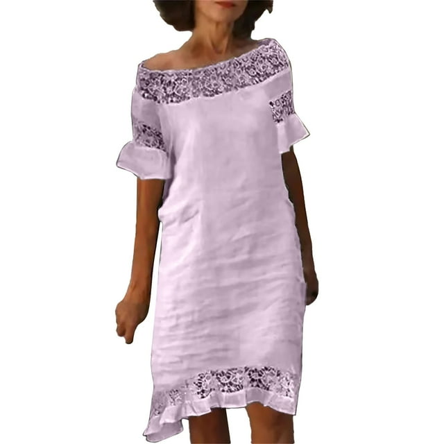 Ruyang Dresses for Women UK Women's Lace Dress Midi Dress White Short ...