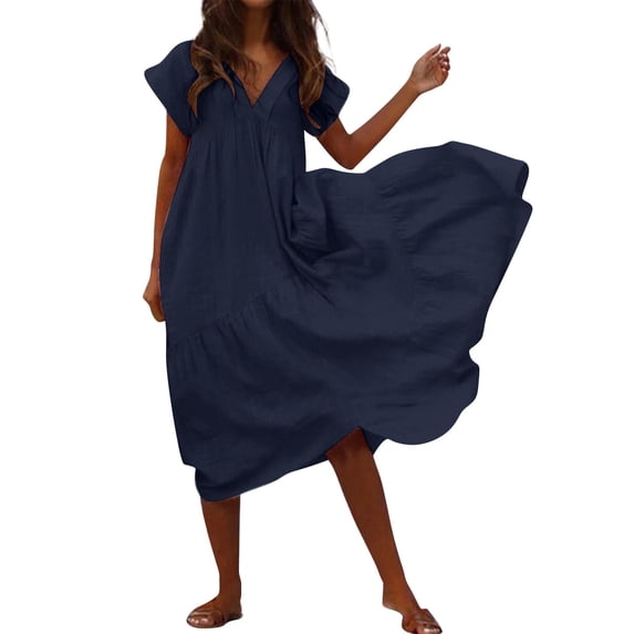 Ruyang Dresses for Women, Women's Summer Sundress Casual Metal Hanging Neck Printed Strapless Dress Party Dress for Women