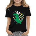 thumbnail image 1 of Ruyang Easter Day Shirts for Toddler Girls Boys Short Sleeve Dinosaur Bunny Tshirt for Kids Girls Cotton Soft Tee Tops, 1 of 1