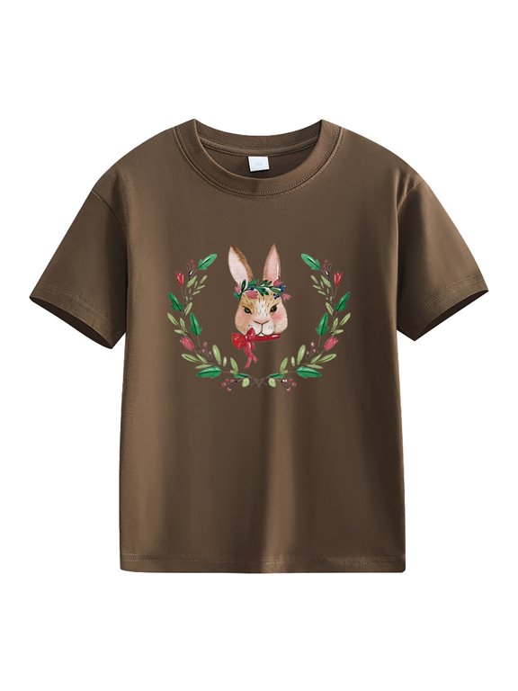 Easter Shirt for Toddler Girls Bunny Wreath Shirts Outfits Kids Girl 𝐂artoon Tee Summer New Fashionable T-Shirt