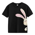 thumbnail image 1 of Ruyang Easter Short Sleeve Shirt for Girls 2025 Trendy Cute Bunny Graphic Print Crewneck Tunic Blouse Casual Sport Tops, 1 of 1