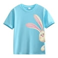 thumbnail image 1 of Ruyang Easter Short Sleeve Shirt for Girls 2025 Trendy Cute Bunny Graphic Print Crewneck Tunic Blouse Casual Sport Tops, 1 of 1