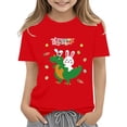 thumbnail image 1 of Ruyang Easter Tees Toddler Boys Girls Short Sleeve Easter 𝐂artoon Dinosaur and Bunny Printed Kids Crewneck Tops T Shirt, 1 of 1