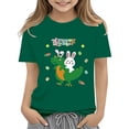 thumbnail image 1 of Ruyang Easter Tees Toddler Boys Girls Short Sleeve Easter 𝐂artoon Dinosaur and Bunny Printed Kids Crewneck Tops T Shirt, 1 of 1