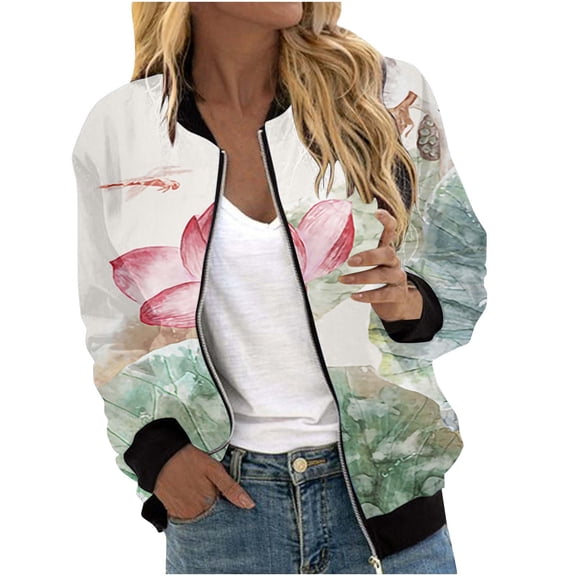 Ruyang Fall Jacket for Women Women Autumn Fashion Leisure Square Thin Pocket Jacket Blouse Coat Baseball Top Woman of Light