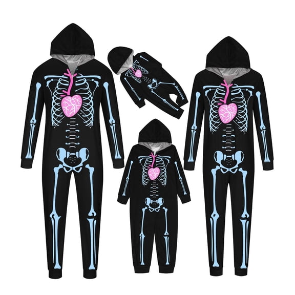 Ruyang Family Matching Halloween Pajamas Bat Printed Long Sleeve Jammies Sleepwear Fall Holiday Jumpsuit Set Christmas Pajamas for Family of 3 Adults