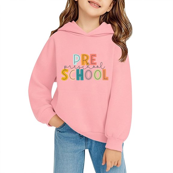Ruyang First Day of Preschool Hoodies Kids Boys Girls Back to School Hooded Sweatshirts Long Sleeve Cute Trendy Hoodie
