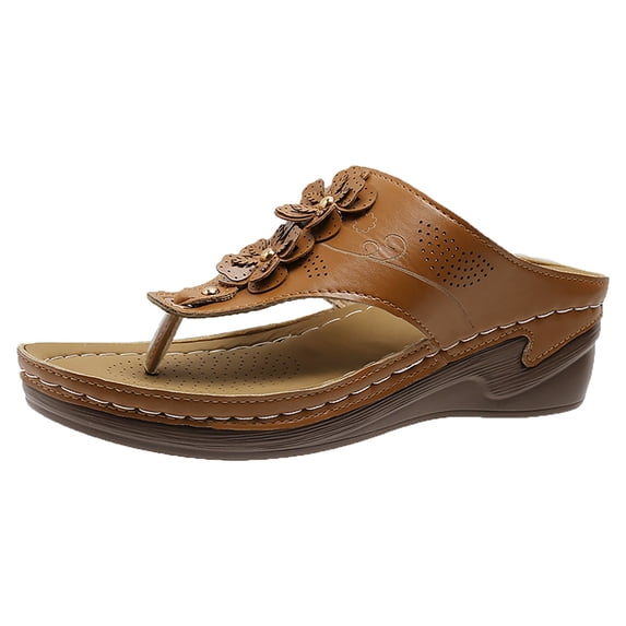 Ruyang Flip Flops for Women Wedge Sandals Comfortable Walking Sandals Dressy Summer Slip on Sandals Thong Sandals Casual