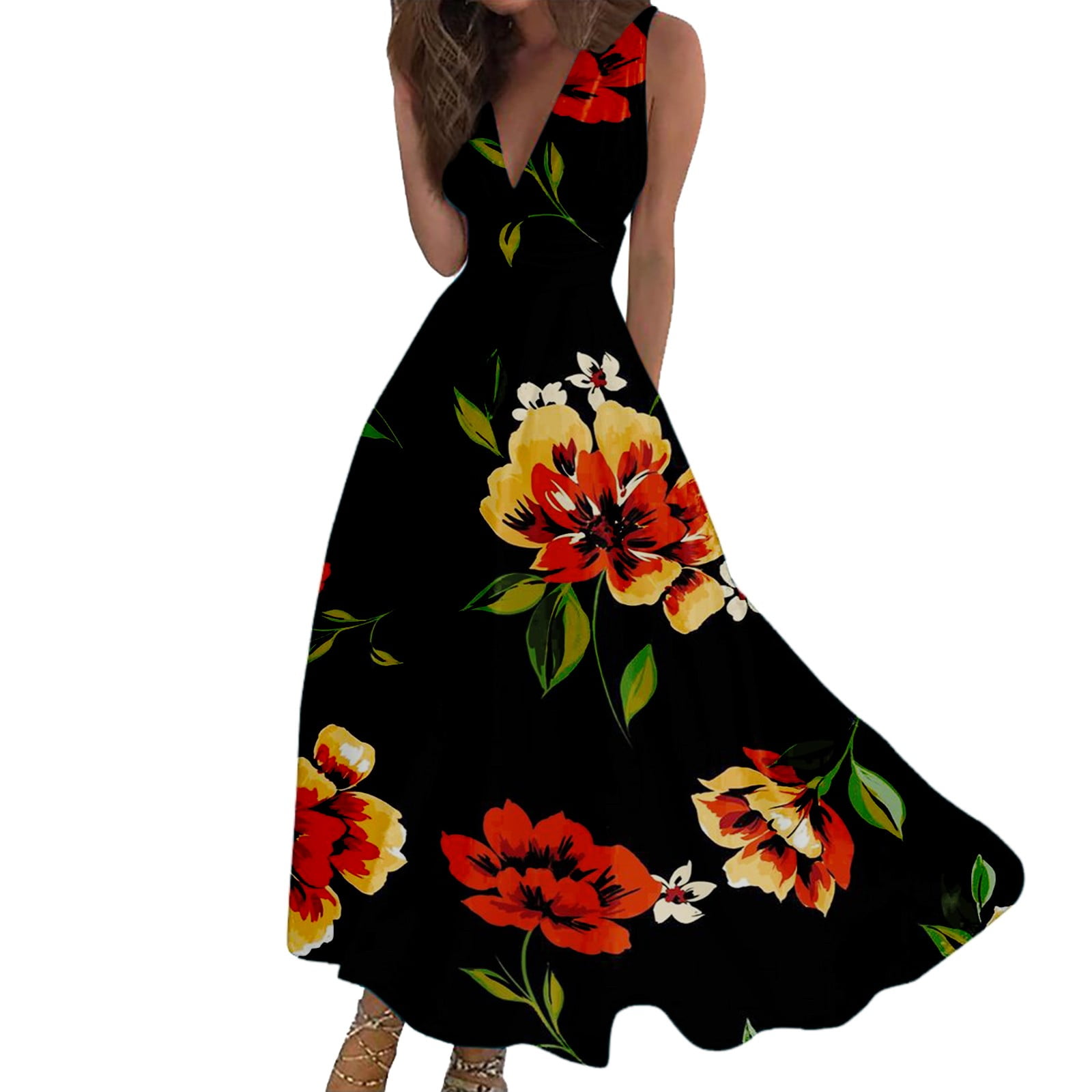 Women's Floral Print Dress Summer Lace-up Back Seaside Holiday Short Dresses